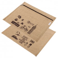 Zipper Bag Jute Folder Printed FC Pack Of 4 